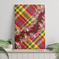 Happy Jounen Kweyol Canvas Wall Art Madras Pattern Roses Stylized