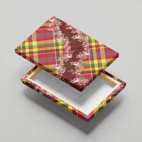 Happy Jounen Kweyol Canvas Wall Art Madras Pattern Roses Stylized