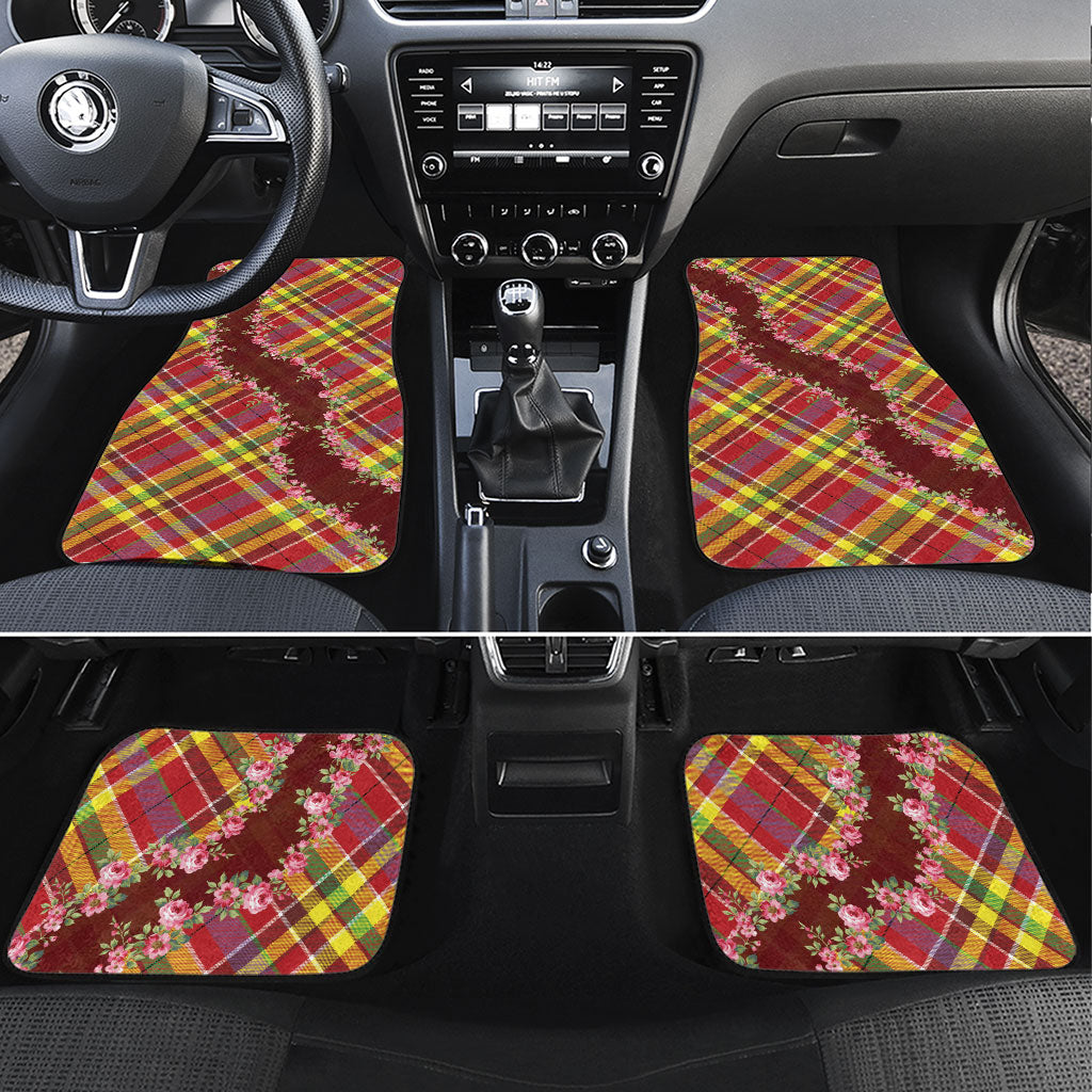 Happy Jounen Kweyol Car Mats Madras Pattern Roses Stylized