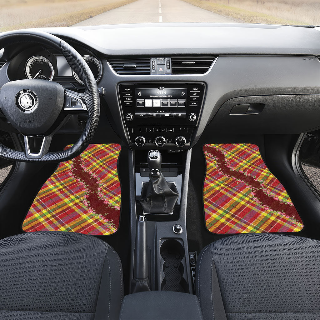 Happy Jounen Kweyol Car Mats Madras Pattern Roses Stylized