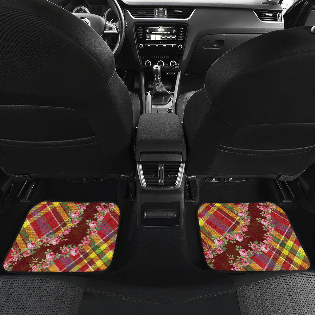 Happy Jounen Kweyol Car Mats Madras Pattern Roses Stylized