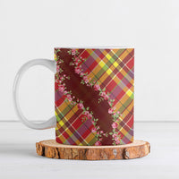 Happy Jounen Kweyol Ceramic Mug Madras Pattern Roses Stylized