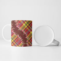 Happy Jounen Kweyol Ceramic Mug Madras Pattern Roses Stylized