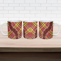 Happy Jounen Kweyol Ceramic Mug Madras Pattern Roses Stylized