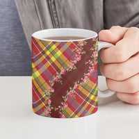 Happy Jounen Kweyol Ceramic Mug Madras Pattern Roses Stylized