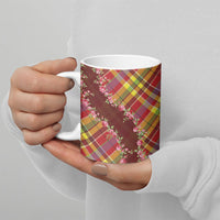 Happy Jounen Kweyol Ceramic Mug Madras Pattern Roses Stylized