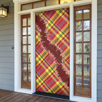 Happy Jounen Kweyol Door Cover Madras Pattern Roses Stylized
