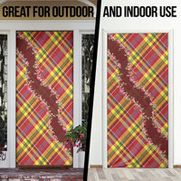 Happy Jounen Kweyol Door Cover Madras Pattern Roses Stylized