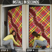 Happy Jounen Kweyol Door Cover Madras Pattern Roses Stylized