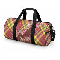 Happy Jounen Kweyol Duffle Bag Madras Pattern Roses Stylized