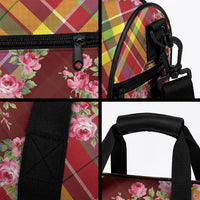 Happy Jounen Kweyol Duffle Bag Madras Pattern Roses Stylized