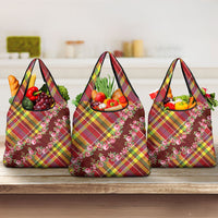 Happy Jounen Kweyol Grocery Bag Madras Pattern Roses Stylized
