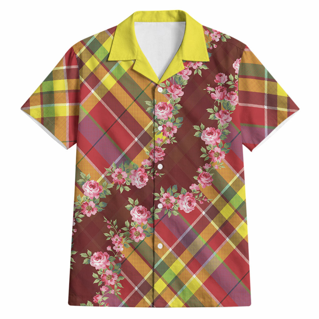Happy Jounen Kweyol Hawaiian Shirt Madras Pattern Roses Stylized