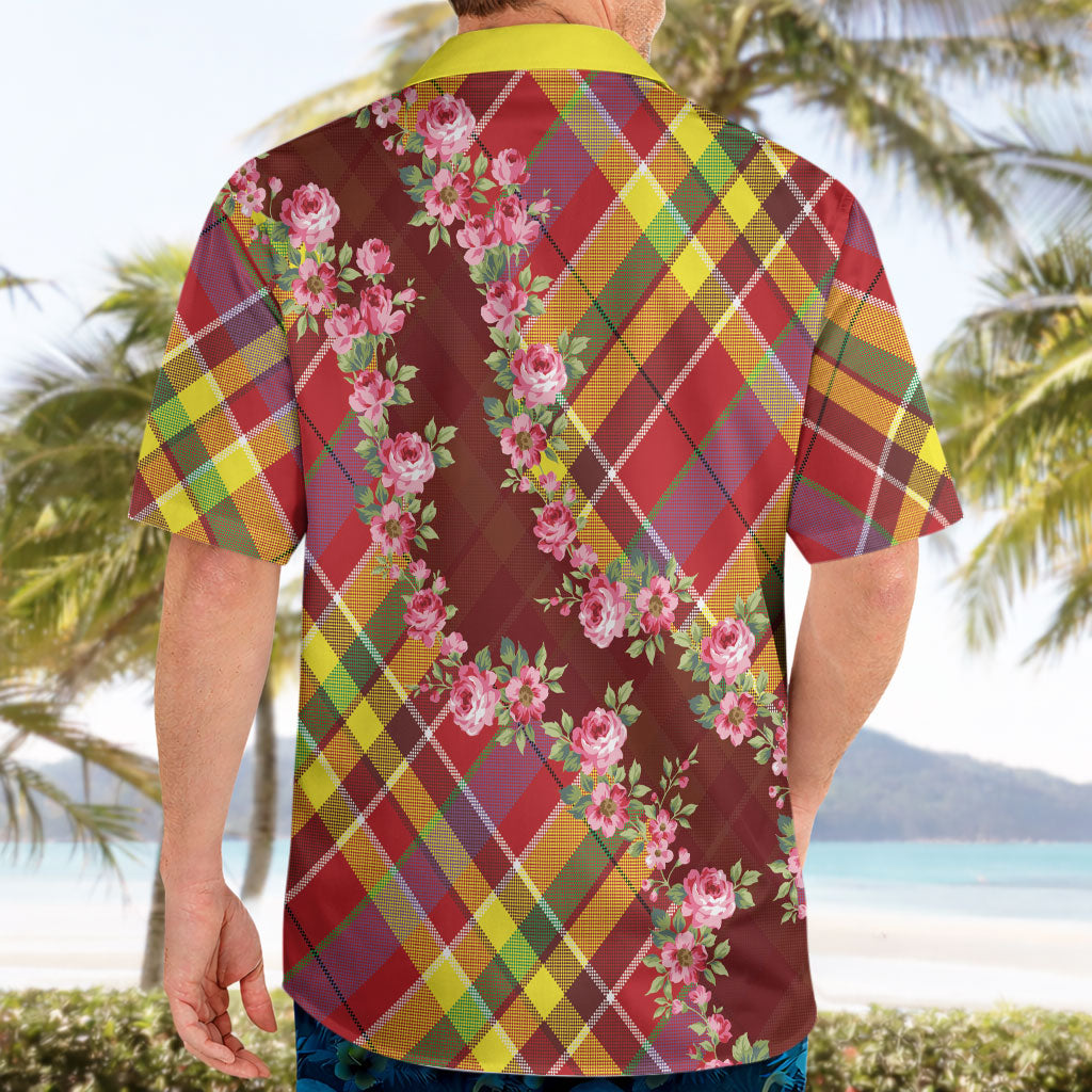 Happy Jounen Kweyol Hawaiian Shirt Madras Pattern Roses Stylized
