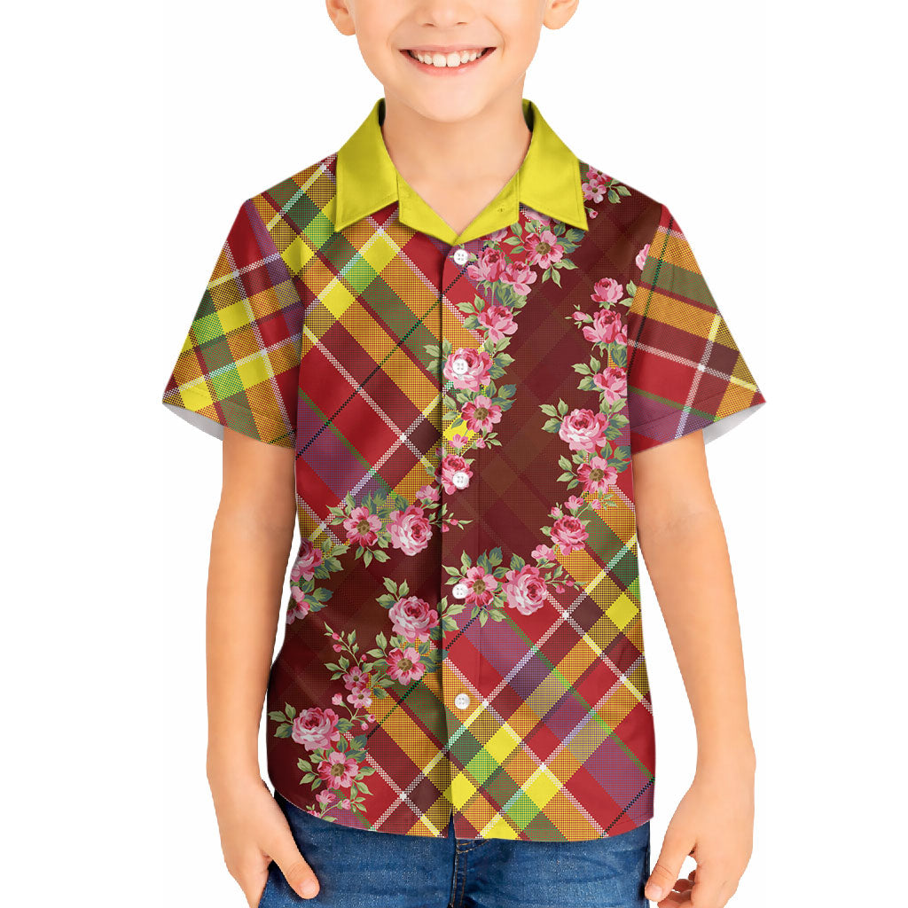 Happy Jounen Kweyol Hawaiian Shirt Madras Pattern Roses Stylized