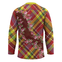 Happy Jounen Kweyol Hockey Jersey Madras Pattern Roses Stylized