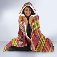 Happy Jounen Kweyol Hooded Blanket Madras Pattern Roses Stylized