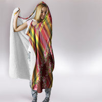 Happy Jounen Kweyol Hooded Blanket Madras Pattern Roses Stylized