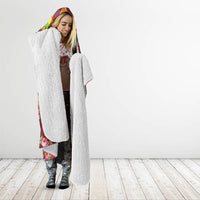 Happy Jounen Kweyol Hooded Blanket Madras Pattern Roses Stylized