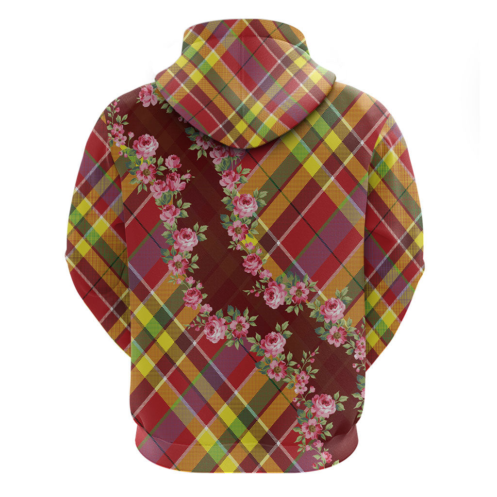Happy Jounen Kweyol Hoodie Madras Pattern Roses Stylized