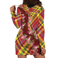 Happy Jounen Kweyol Hoodie Dress Madras Pattern Roses Stylized