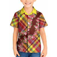 Happy Jounen Kweyol Kid Hawaiian Shirt Madras Pattern Roses Stylized