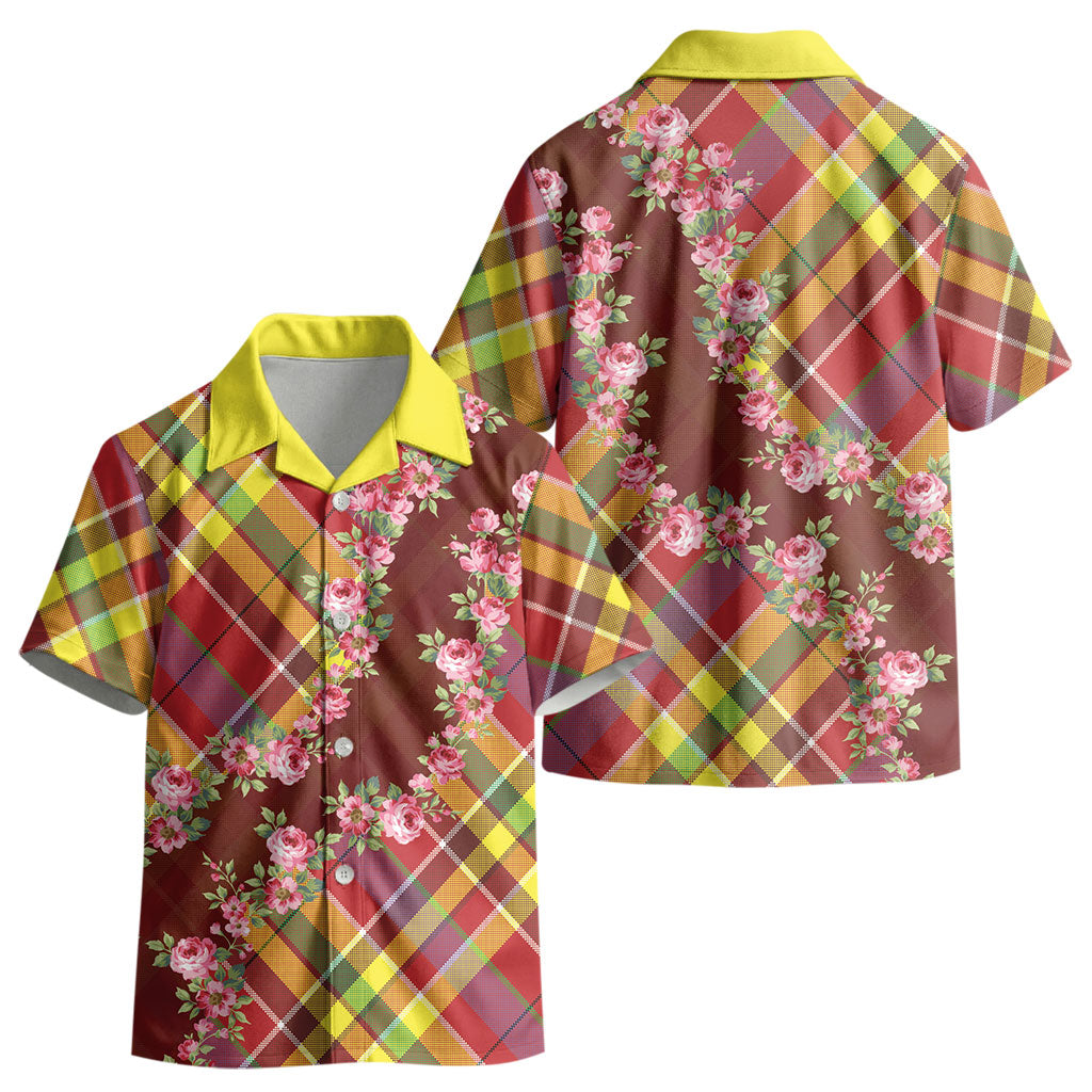 Happy Jounen Kweyol Kid Hawaiian Shirt Madras Pattern Roses Stylized