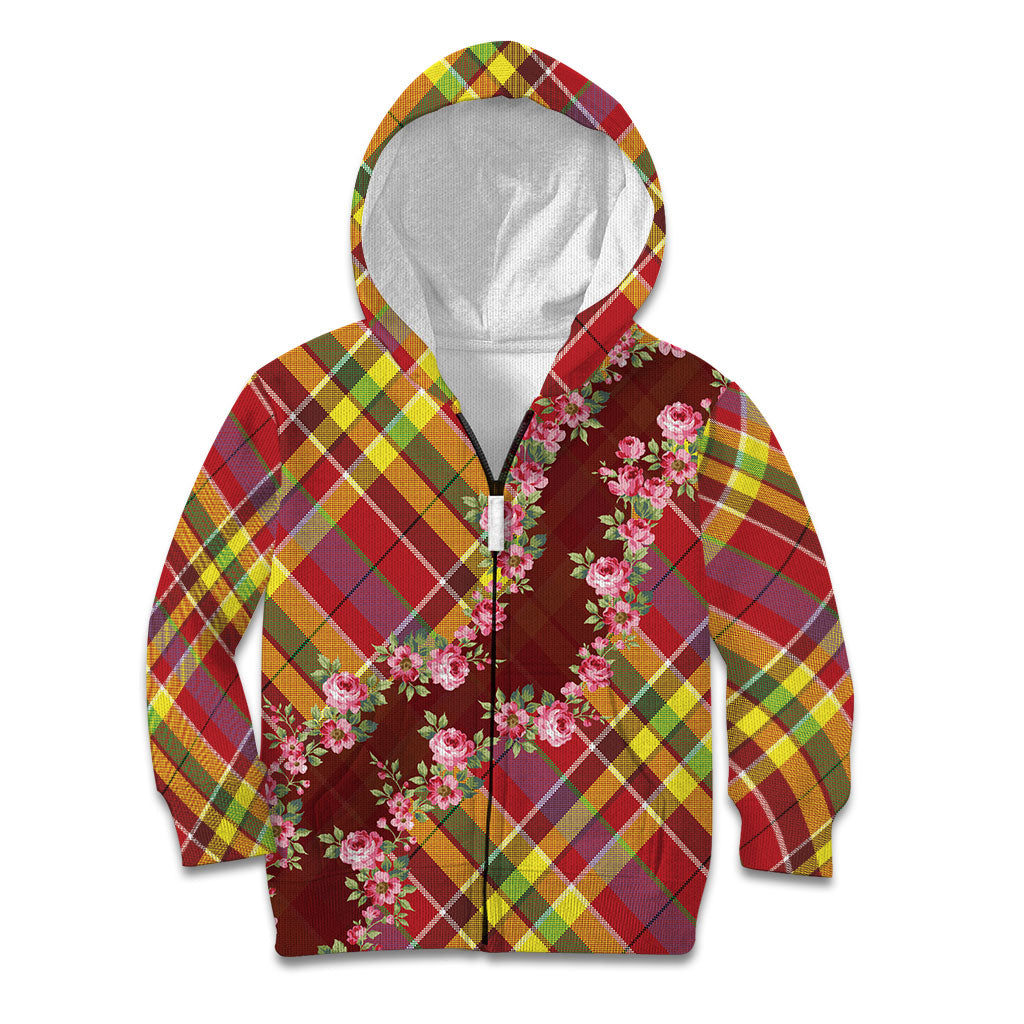 Happy Jounen Kweyol Kid Hoodie Madras Pattern Roses Stylized