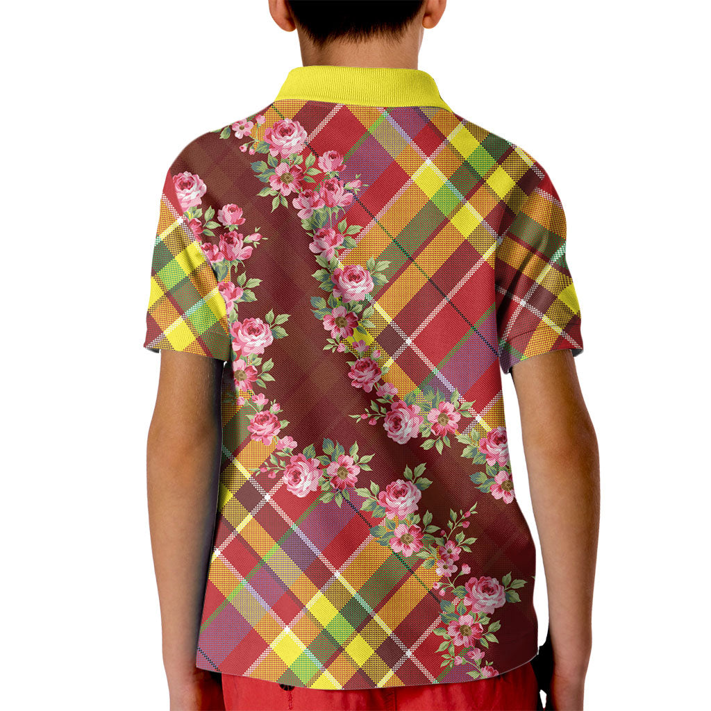 Happy Jounen Kweyol Kid Polo Shirt Madras Pattern Roses Stylized