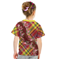 Happy Jounen Kweyol Kid T Shirt Madras Pattern Roses Stylized