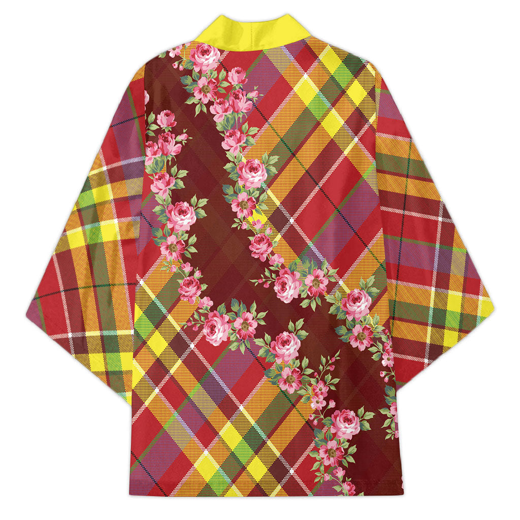 Happy Jounen Kweyol Kimono Madras Pattern Roses Stylized
