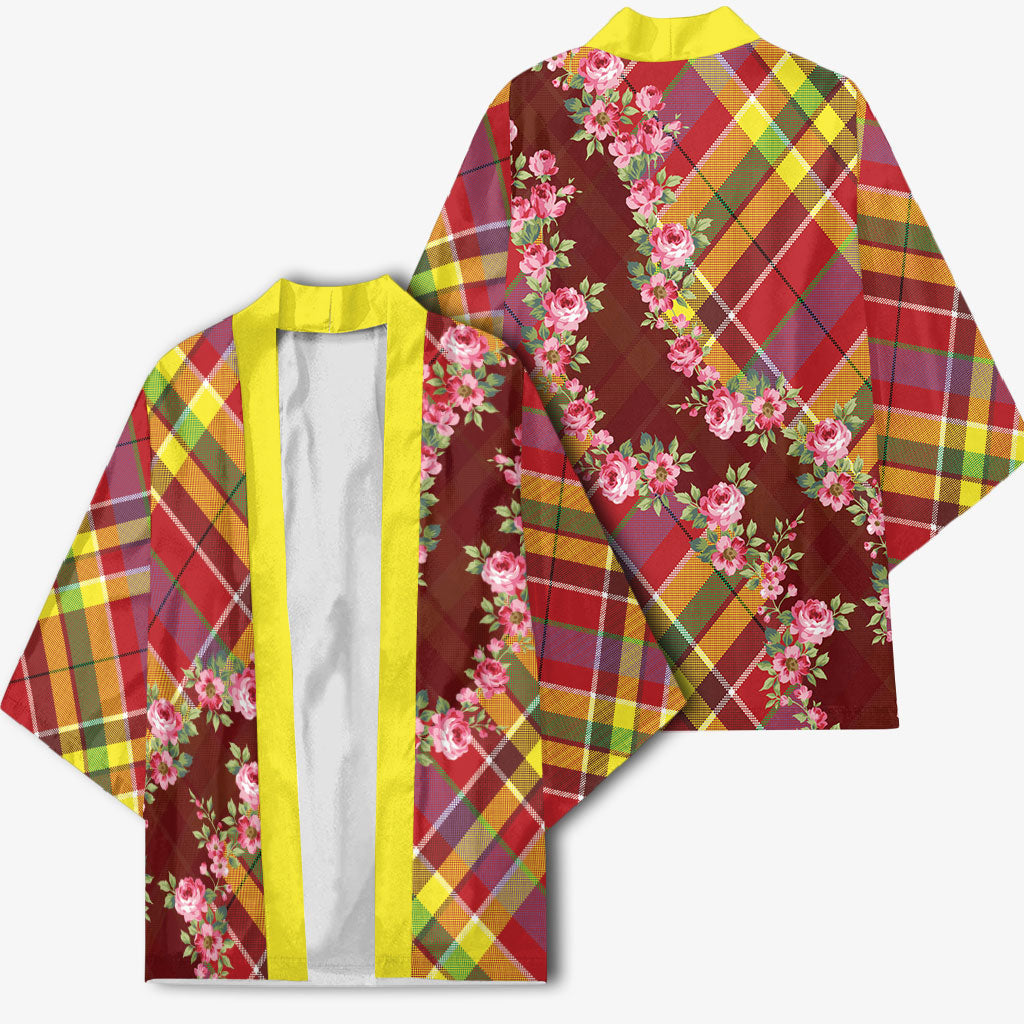 Happy Jounen Kweyol Kimono Madras Pattern Roses Stylized
