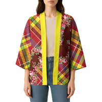 Happy Jounen Kweyol Kimono Madras Pattern Roses Stylized