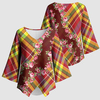 Happy Jounen Kweyol Kimono Sleeve Blouse Madras Pattern Roses Stylized