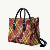 Happy Jounen Kweyol Leather Bag Madras Pattern Roses Stylized