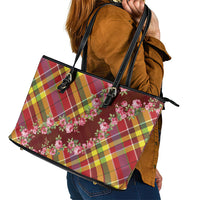 Happy Jounen Kweyol Leather Tote Bag Madras Pattern Roses Stylized