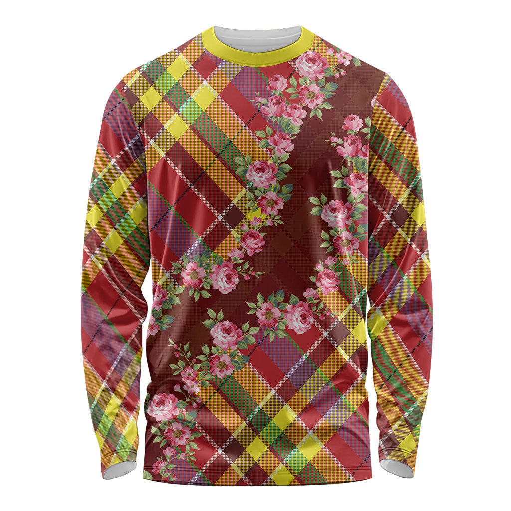 Happy Jounen Kweyol Long Sleeve Shirt Madras Pattern Roses Stylized