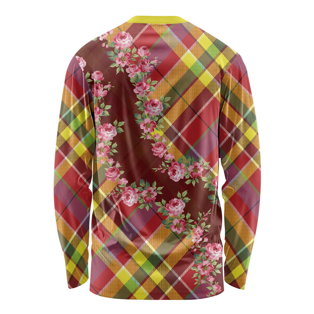 Happy Jounen Kweyol Long Sleeve Shirt Madras Pattern Roses Stylized
