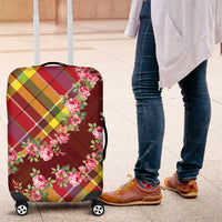 Happy Jounen Kweyol Luggage Cover Madras Pattern Roses Stylized