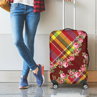 Happy Jounen Kweyol Luggage Cover Madras Pattern Roses Stylized