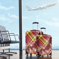 Happy Jounen Kweyol Luggage Cover Madras Pattern Roses Stylized