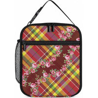 Happy Jounen Kweyol Lunch Bag Madras Pattern Roses Stylized
