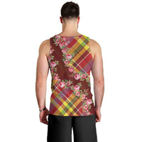 Happy Jounen Kweyol Men Tank Top Madras Pattern Roses Stylized