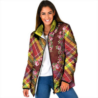 Happy Jounen Kweyol Padded Jacket Madras Pattern Roses Stylized