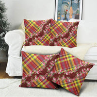 Happy Jounen Kweyol Pillow Cover Madras Pattern Roses Stylized