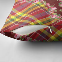 Happy Jounen Kweyol Pillow Cover Madras Pattern Roses Stylized