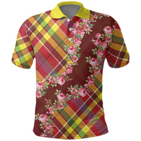 Happy Jounen Kweyol Polo Shirt Madras Pattern Roses Stylized