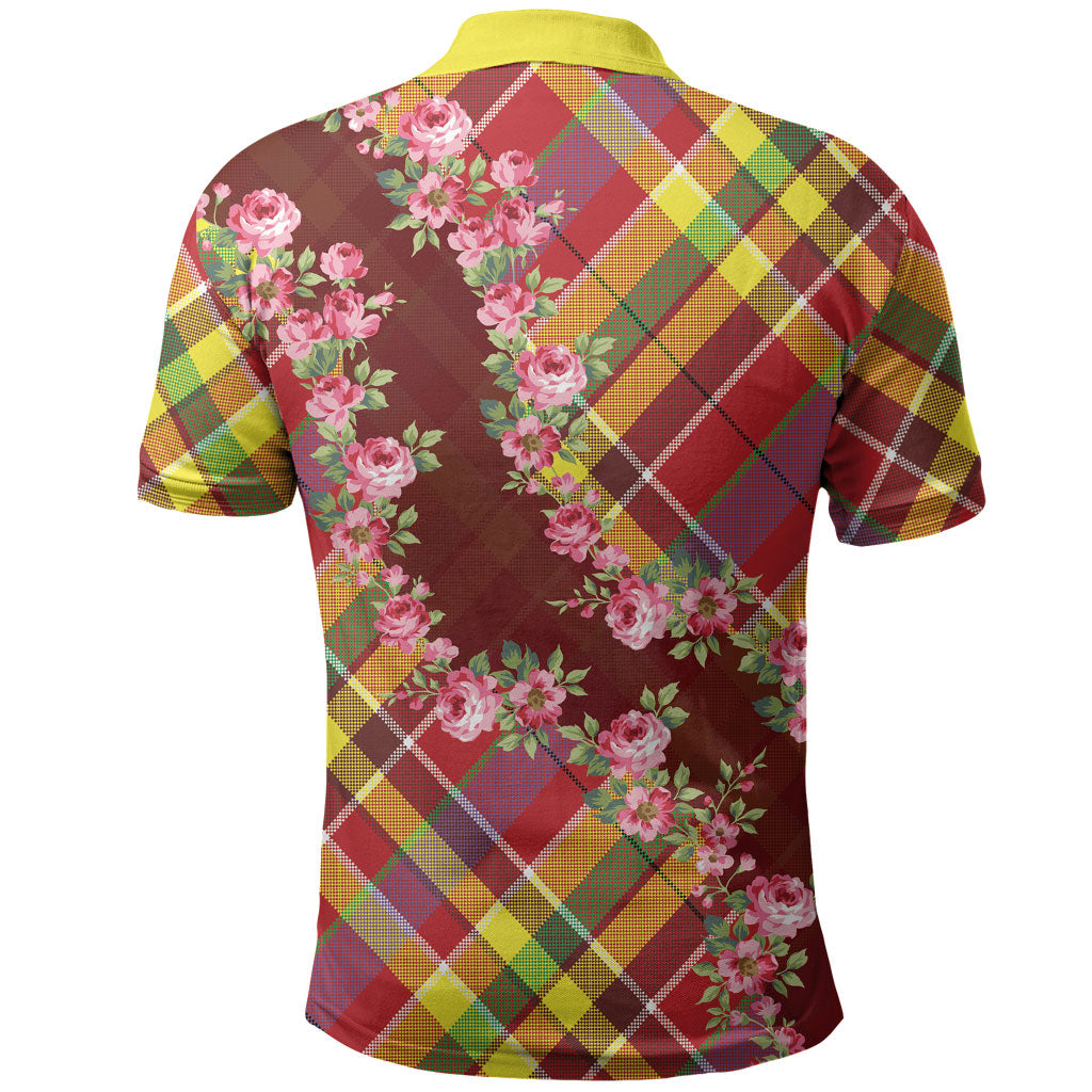 Happy Jounen Kweyol Polo Shirt Madras Pattern Roses Stylized