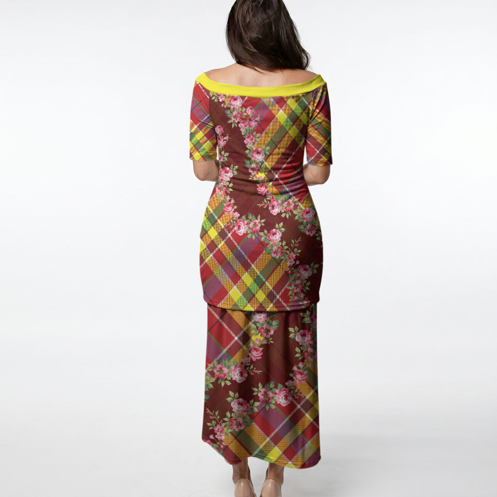 Happy Jounen Kweyol Puletasi Madras Pattern Roses Stylized
