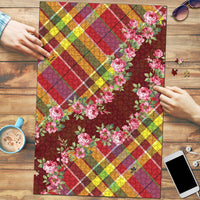Happy Jounen Kweyol Puzzle Madras Pattern Roses Stylized